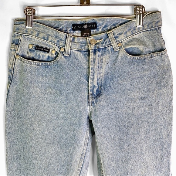VINTAGE GLOBAL MIND BLUE WASHED JEANS 100% COTTON DENIM STRAIGHT CUT  WOMEN 28 - Picture 7 of 17